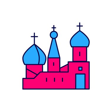 Filled outline Moscow symbol - Saint Basils Cathedral, Russia icon isolated on white background. Vector.