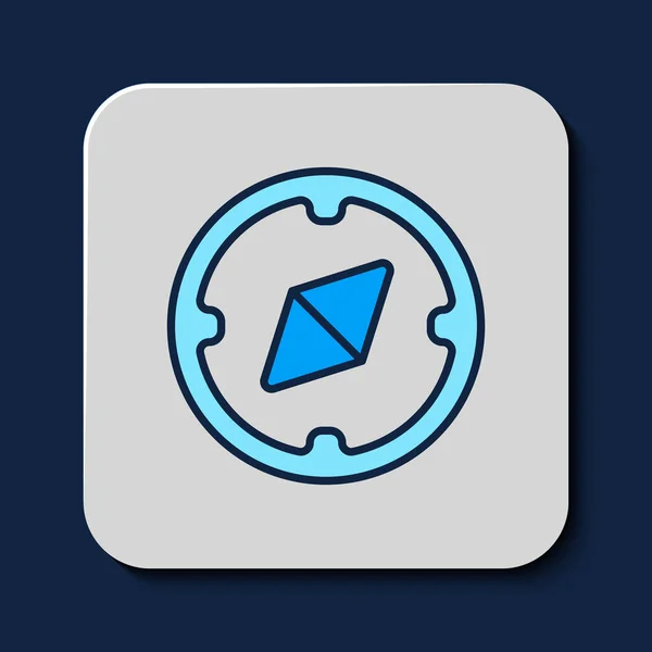 Contour Rempli Icône Boussole Isolée Sur Fond Bleu Windrose Symbole — Image vectorielle