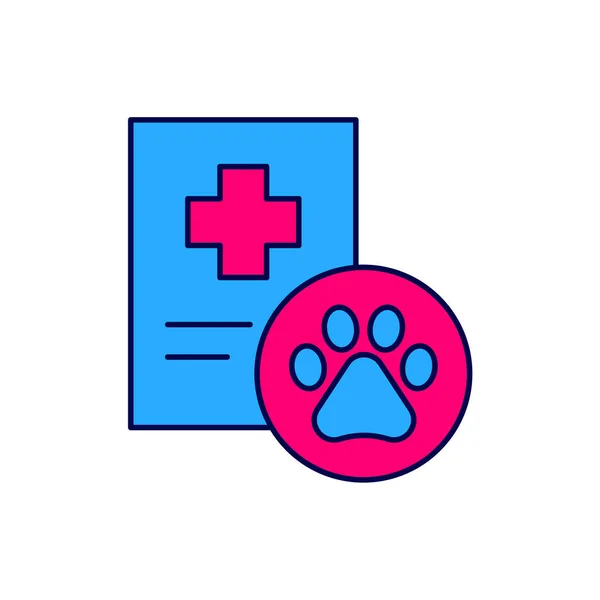 Filled Outline Clipboard Medical Clinical Record Pet Icon Isolated White — Vettoriale Stock