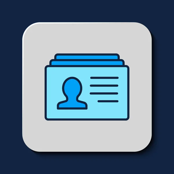 Filled Outline Resume Icon Isolated Blue Background Application Searching Professional — Vetor de Stock
