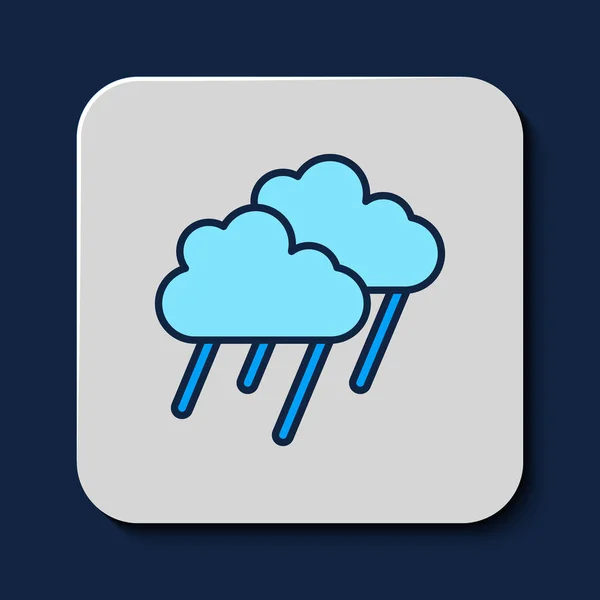 Filled Outline Cloud Rain Icon Isolated Blue Background Rain Cloud — Stockvektor