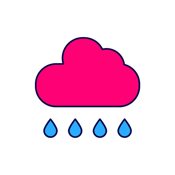 구름에는 배경에 상징하는 아이콘이 그려져 빗방울을 동반하여 내리게 됩니다 Vector — 스톡 벡터