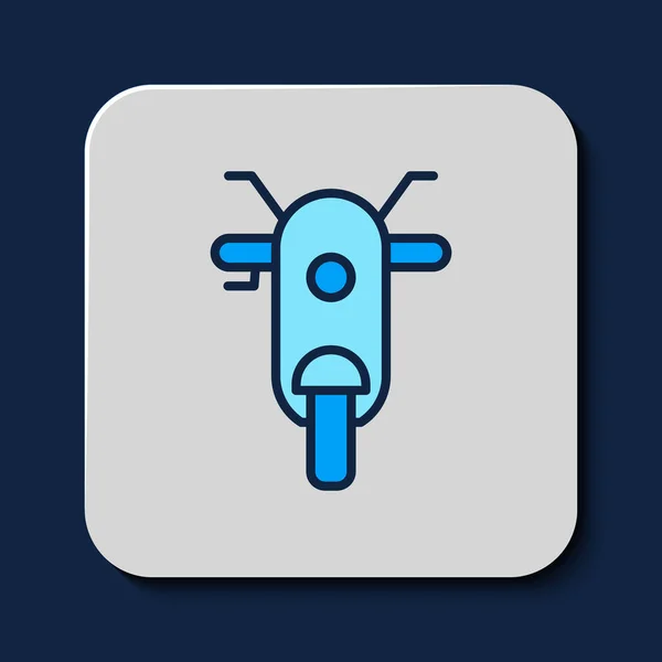 Filled Outline Scooter Icon Isolated Blue Background Vector — Διανυσματικό Αρχείο