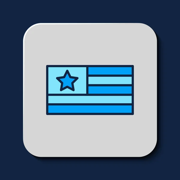 Esquema Rellenado Icono Bandera Estadounidense Aislado Sobre Fondo Azul Bandera — Archivo Imágenes Vectoriales