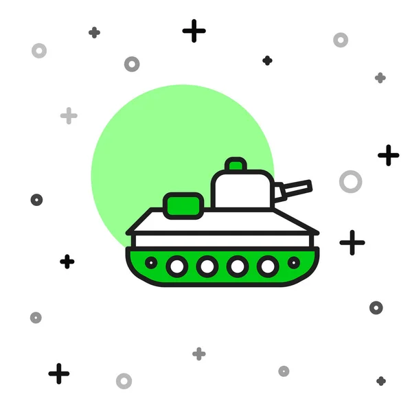Filled Outline Military Tank Icon Isolated White Background Vector — Stock Vector
