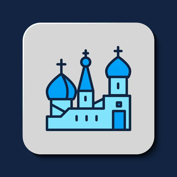 Wypełniony Zarys Symbolem Moskwy Katedra Bazyliki Ikona Rosji Odizolowana Niebieskim — Wektor stockowy