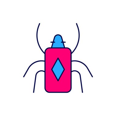 Doldurulmuş ana hatlı böcek simgesi beyaz arkaplanda izole edildi. Vektör.