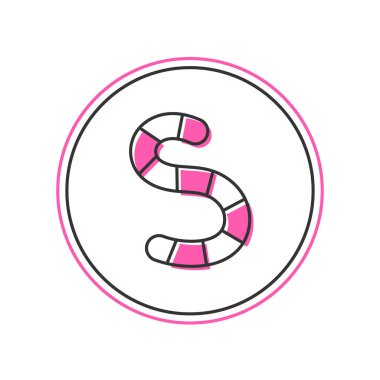 Doldurulmuş ana hatlı solucan simgesi beyaz arkaplanda izole edildi. Balık oltası. Vektör.