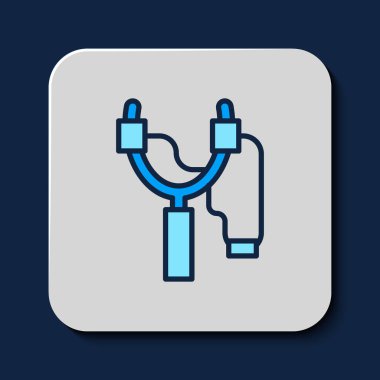 Doldurulmuş Sapan simgesi mavi arkaplanda izole edildi. Vektör.