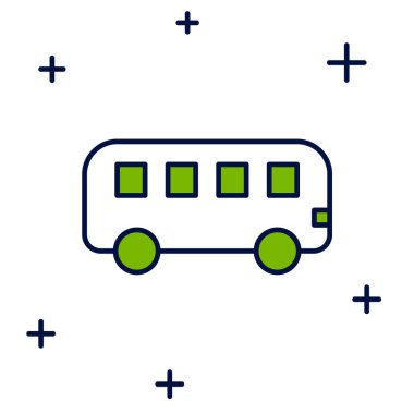 Doldurulmuş Otobüs oyuncağı simgesi beyaz arkaplanda izole edildi. Vektör.