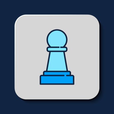 Doldurulmuş satranç simgesi mavi arkaplanda izole edildi. İş stratejisi. Oyun, yönetim, finans. Vektör.