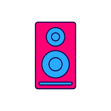 Doldurulmuş Stereo hoparlör simgesi beyaz arkaplanda izole edildi. Ses sistemi hoparlörleri. Müzik ikonu. Müzikal sütun hoparlörü. Vektör.