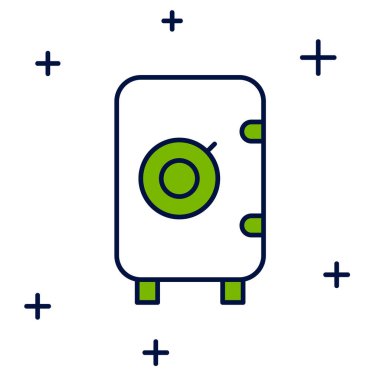 Doldurulmuş Güvenli simge beyaz arkaplanda izole edildi. Kapı, şifreli bir banka kasası. Güvenilir Veri Koruma. Vektör.