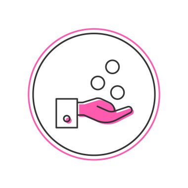 Beyaz arka planda izole edilmiş restoran ve otel ikonundaki servis elemanlarına bahşiş veren insanlarla dolu bir taslak. Parayı nakit parayla oteldeki otel servisine veriyor. Vektör.