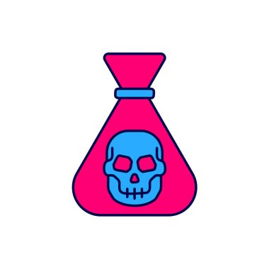 Doldurulmuş Korsan madeni para simgesi beyaz arkaplanda izole edildi. Vektör.