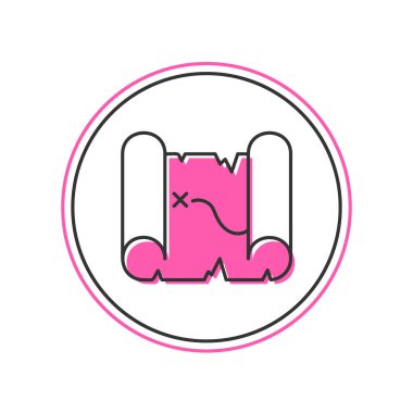 Doldurulmuş Korsan haritası simgesi beyaz arkaplanda izole edilmiş. Vektör.