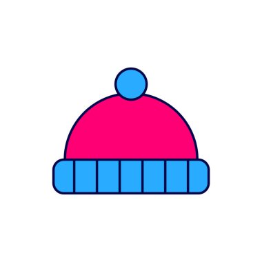 Beyaz arkaplanda izole edilmiş kış şapkası simgesi. Vektör.