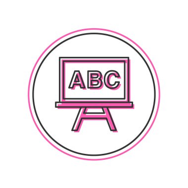 Beyaz arkaplanda izole edilmiş ana hatlı yazı tahtası simgesi. Okul karatahtası. Vektör.