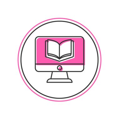 Doldurulmuş Çevrimiçi Sınıf simgesi beyaz arkaplanda izole edildi. Çevrimiçi eğitim kavramı. Vektör.