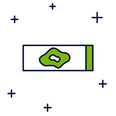 Ana hatlarıyla doldurulmuş kan testi ve virüs molekülü koronavirüs ikonu beyaz arka planda izole edilmiş. Coronavirus, COVID-19. 2019-nCoV. Vektör.