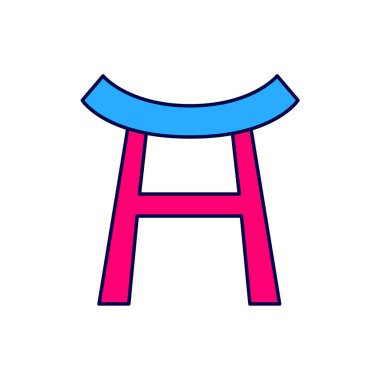 Beyaz arka planda izole edilmiş Japon Kapısı simgesi. Torii kapı işareti. Geleneksel Japon klasik geçit sembolü. Vektör.