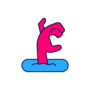 Beyaz arka planda izole edilmiş çizilmiş Zombi el simgesi. Silah canavarı öldü. Mutlu Cadılar Bayramı Partisi. Vektör.