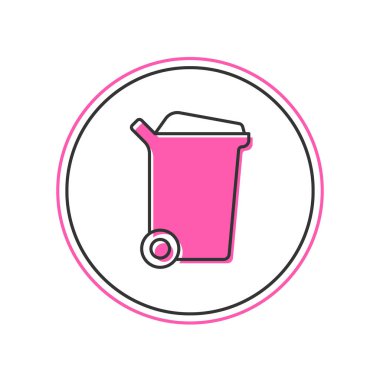 Doldurulmuş çöp kutusu simgesi beyaz arkaplanda izole edildi. Çöp kutusu tabelası. Sepet simgesini geri dönüştür. Ofis çöpü ikonu. Vektör.