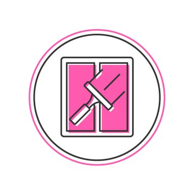 Beyaz arkaplanda izole edilmiş pencere simgesi için kauçuk temizleme servisiyle doldurulmuş. Silecek, kazıyıcı, silecek. Vektör.