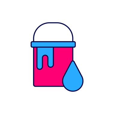 Beyaz arkaplanda izole edilmiş ana hatlı boya kovası simgesi. Vektör.