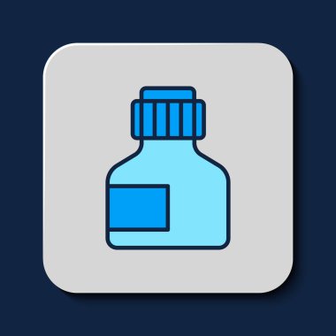 Taslak boya, guaj, kavanoz, mavi arka planda izole edilmiş boya ikonu. Vektör.