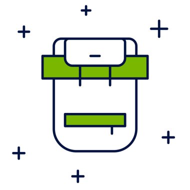 Doldurulmuş Yürüyüş sırt çantası simgesi beyaz arkaplanda izole edildi. Kamp ve dağ gezisi sırt çantası. Vektör.