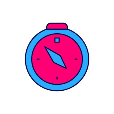 Doldurulmuş pusula simgesi beyaz arkaplanda izole edildi. Rüzgâr yön bulma sembolü. Rüzgar gül işareti. Vektör.