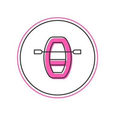 Beyaz arkaplanda izole edilmiş kürek ikonu ile ana hatları doldurulmuş. Su sporları, ekstrem sporlar, tatil, tatil, takım oluşturma. Vektör.