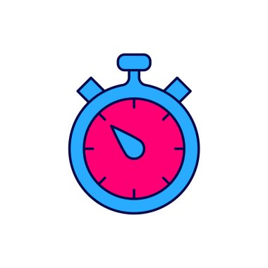 Doldurulmuş Stopwatch simgesi beyaz arkaplanda izole edildi. Zaman göstergesi. Kronometre işareti. Vektör.