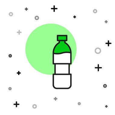 Beyaz arka planda izole edilmiş bir şişe dolusu su ikonu. Soda su içme tabelası. Vektör.