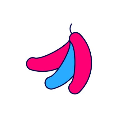 Beyaz arkaplanda izole edilmiş ana hatlı muz simgesi. Vektör.