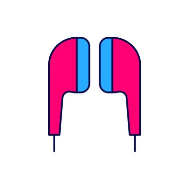 Doldurulmuş Hava Kulaklığı simgesi beyaz arka planda izole edildi. Kulaklıklar için kablosuz cihaz. Elektronik cihazlar. Vektör.