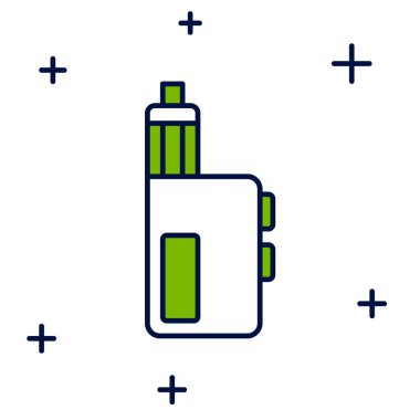 Doldurulmuş Vape mod aygıt simgesi beyaz arkaplanda izole edildi. Tüttürme aleti. Buharlaştırıcı Cihaz. Vektör.