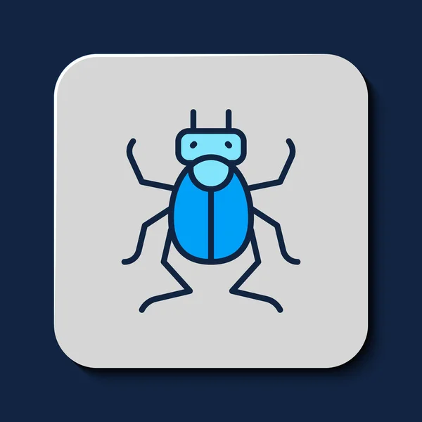 Esboço Preenchido Ícone Bug Besouro Isolado Fundo Azul Vetor — Vetor de Stock