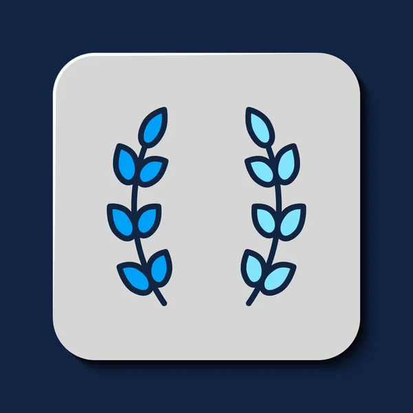 Filled Outline Laurel Wreath Icon Isolated Blue Background Triumph Symbol — Wektor stockowy