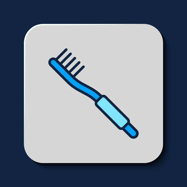 Filled Outline Toothbrush Icon Isolated Blue Background Vector — Stockvektor