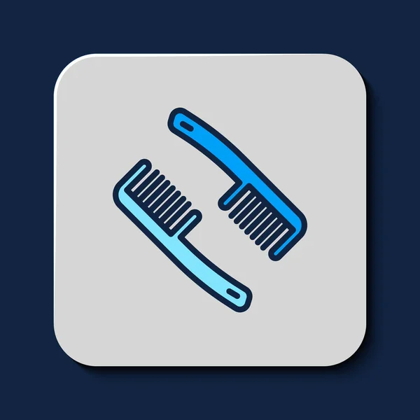 Filled Outline Hairbrush Icon Isolated Blue Background Comb Hair Sign — Stockvektor