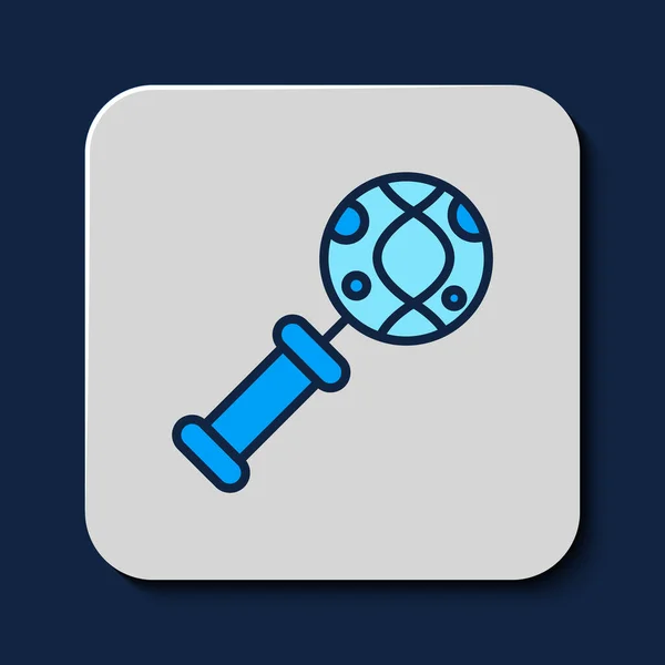 Filled Outline Dna Research Search Icon Isolated Blue Background Magnifying — Wektor stockowy