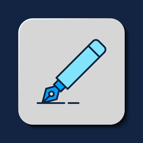 Filled Outline Fountain Pen Nib Icon Isolated Blue Background Pen — 图库矢量图片