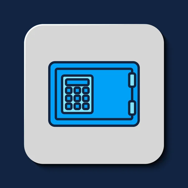 Filled Outline Safe Icon Isolated Blue Background Door Safe Bank — 스톡 벡터