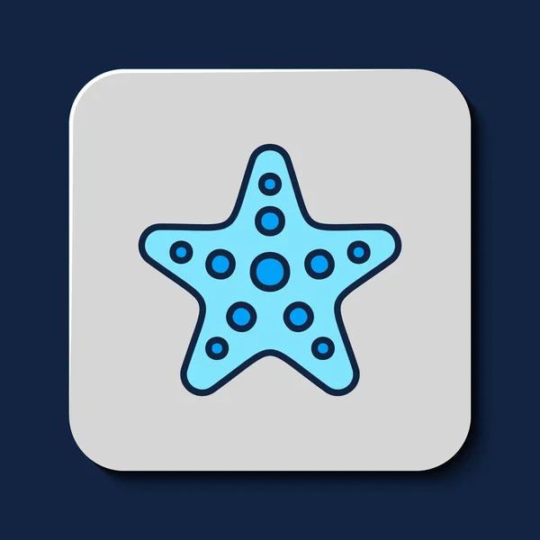 Filled Outline Starfish Icon Isolated Blue Background Vector — Vettoriale Stock