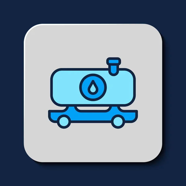 Filled Outline Fuel Tanker Truck Icon Isolated Blue Background Gasoline — Image vectorielle