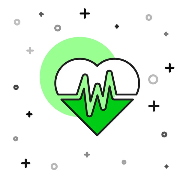 Filled Outline Heart Rate Icon Isolated White Background Heartbeat Sign — Stock Vector