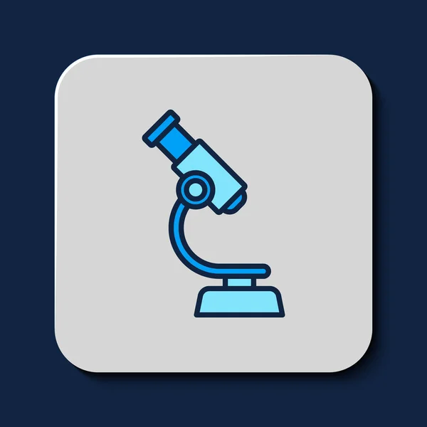 Filled Outline Microscope Icon Isolated Blue Background Chemistry Pharmaceutical Instrument — Stock vektor
