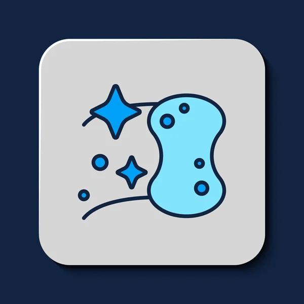 Filled Outline Sponge Icon Isolated Blue Background Wisp Bast Washing — Wektor stockowy